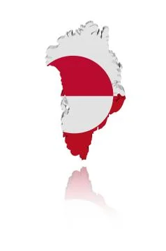 Greenland map flag with reflection illustration Stock Illustration
