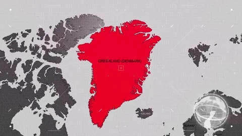 Greenland Map Red and Gray with Effects Stock Footage 343571164
