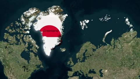 Greenland Map Zoom-in Satellite View Animation with National Flag for Arctic  Stock Footage 327183828