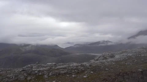 Greenland Misty Cloud Timelapse Epic Landscape Over Mountains Glacier Stock Footage 256051393