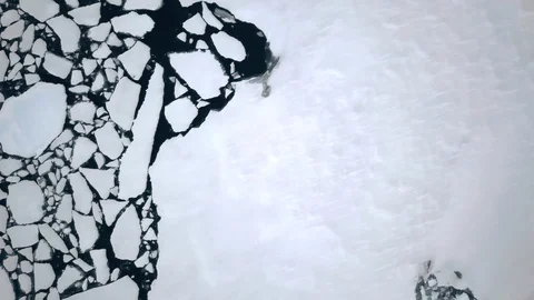 Greenland sea ice aerial breaking up, climate change melting Stock Footage