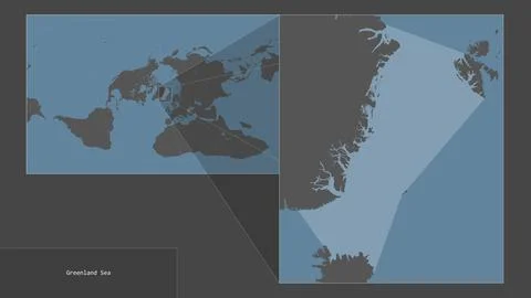 Greenland Sea. Location. Solid map Stock Illustration