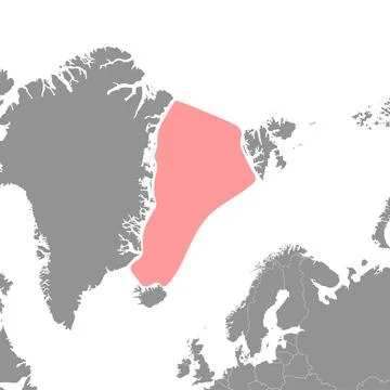 Greenland Sea on the world map. Vector illustration. Stock Illustration