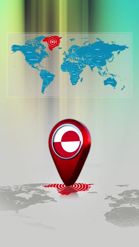 Greenland World Map Pin Location Background Loop Vertical Stock Footage 341771499