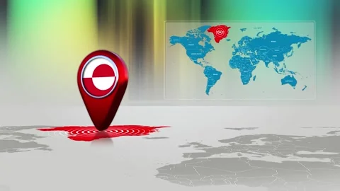 Greenland World Map Pin Location Background Loop 4k Stock Footage 341771640