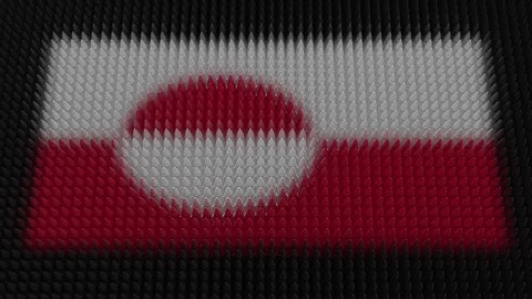 Greenlander Flag Light Shining on Scrolling Bullets Stock Footage 304013084