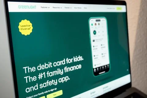Greenlight website displaying financial Stock Photos