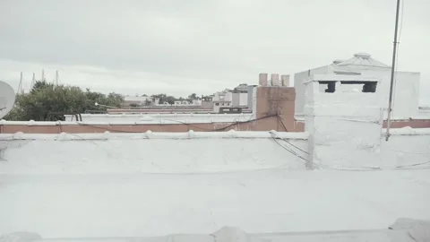 Greenpoint Brooklyn Cloudy Sky rooftops in a row rooftop view Stock Footage 250852580