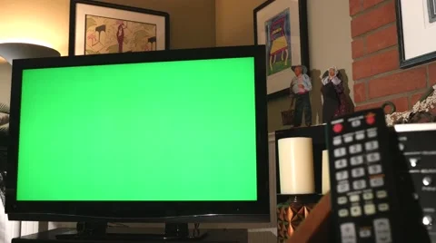 Greenscreen on Big Screen TV Dolly In 4K Vidéo 40429647