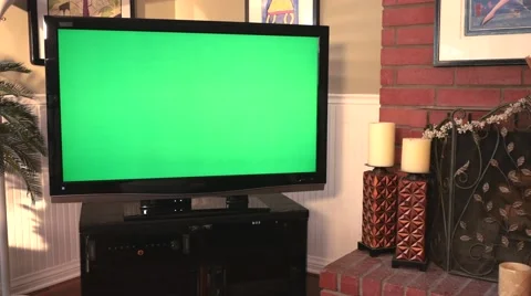 Greenscreen on Big Screen TV Dolly Move 4K Stock Footage