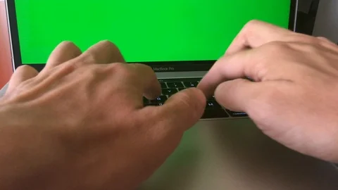 Greenscreen keyboard laptop Stock Footage 112296030