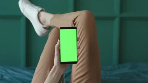 Greenscreen Mockup for Tracking or Watching Advertising Video Content or News Bl Stock Footage 199477040