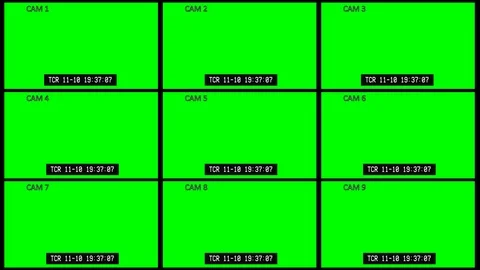 Greenscreen Split Screen Security Camera Video Surveillance Monitors Stock Footage 92227401