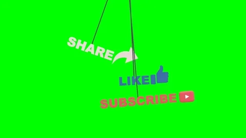 Greenscreen Subscribe, Like and Share animated Vídeo Stock 233988453