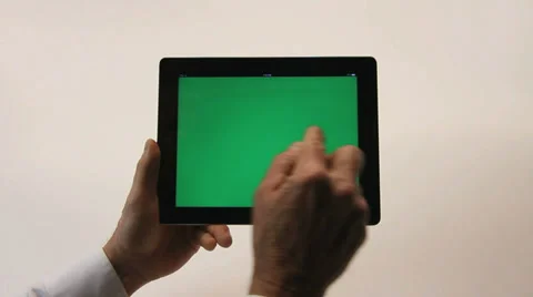 GREENSCREEN TABLET HAND GESTURES Stock Footage 35349792