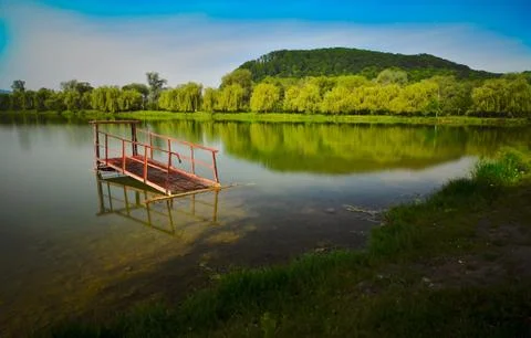 Green,sky,river Stock Photos
