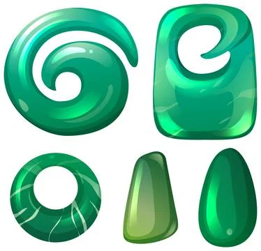 Greenstone Maori Pendant Vector Set with Glossy Finish Stock Illustration
