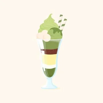 Greentea parfait dessert Stock Illustration