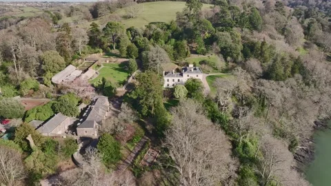 Greenway from a drone, River Dart, Devon, England, Europe 動画素材 233550909