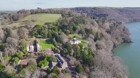 Greenway from a drone, River Dart, Devon, England, Europe Vidéo 233643432