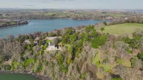 Greenway from a drone, River Dart, Devon, England, Europe 스톡 동영상 233643466