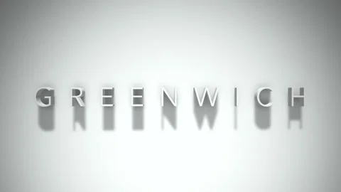 Greenwich 3D title animation with shadows on a white background Stock Footage 296000832