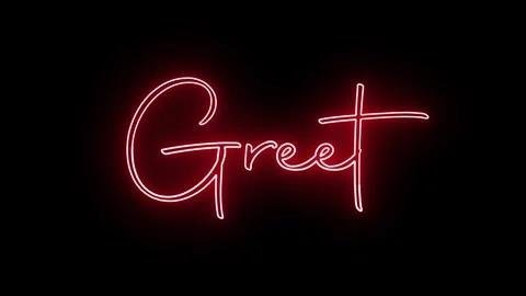 'Greet' text animation with neon glow line. Stock Footage 282576926