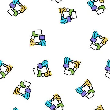 Greeting and speaking with partner vector seamless pattern Stock Illustration