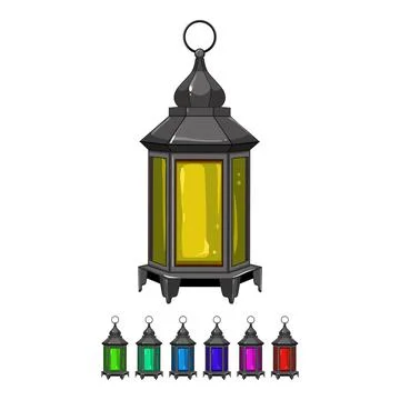 Greeting arabic lantern cartoon vector graphic Stock Illustration