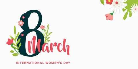 Greeting banner or postcard template for World Women's day. Happy Womens Day Stock Illustration