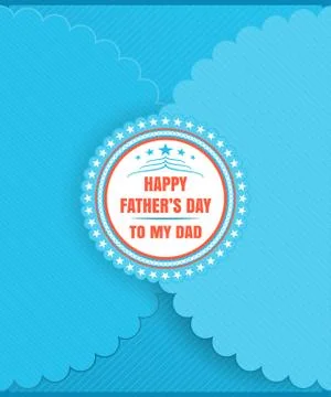 Greeting blue paper vector envelope for Father's Day with label, lace edges.. Stock Illustration