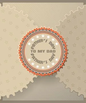 Greeting brown paper vector envelope for Father's Day with label, lace edge.. Stock Illustration