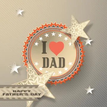 Greeting brown vector card in the form of paper applications for Father's D.. Stock Illustration