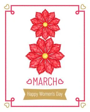 Greeting Card with 8 March. Vector Stock-Illustration
