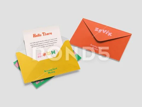 Greeting Card and Envelope Mockup PSD Template