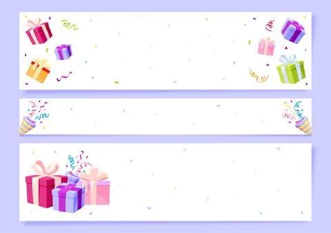 Greeting card banner blank festive box flat set Stock Illustration