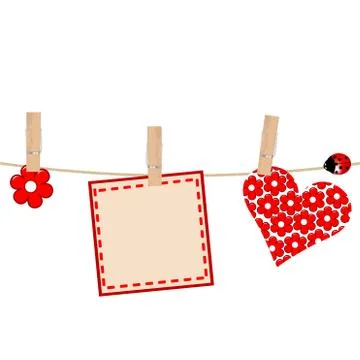 Greeting card with blank note and heart Stock Illustration