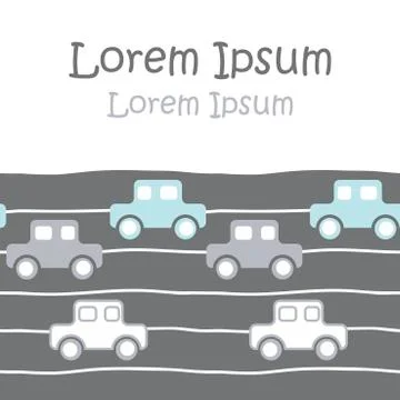 Greeting card for boy, space for text. Vector illustration. Cute toy cars Illustrazione stock