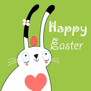 Greeting card with bunny for Easter Stock Illustration
