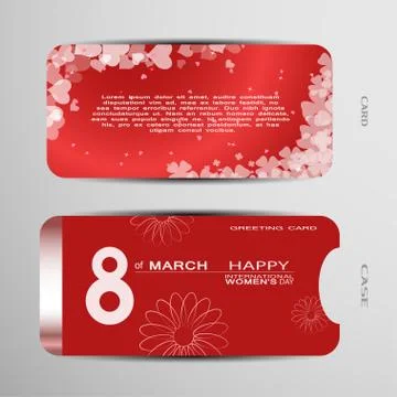 Greeting card with case vector set for Happy International Women's Day on the Stock Illustration