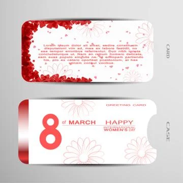 Greeting card with case vector set for Happy International Women's Day on the Stock Illustration