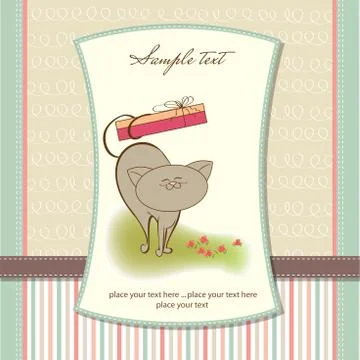 Greeting card with cat Illustrazione stock