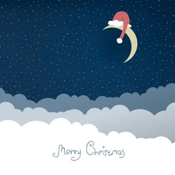 Greeting card with christmas moon. vector illustration, eps10. Stock Illustration
