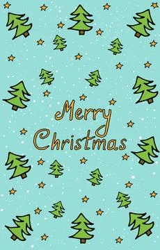 Greeting card of christmas trees pattern in hand drawn style. Vector illust.. Illustrazione stock