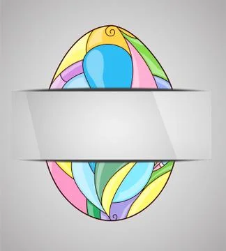 Greeting card with colorful easter egg. Stock Illustration
