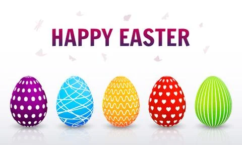 Greeting card with colorful Easter eggs. Vector illustration Stock Illustration