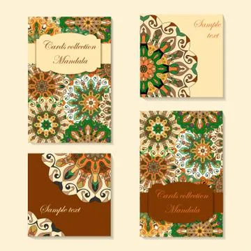 Greeting card design with mandala pattern. Stock Illustration