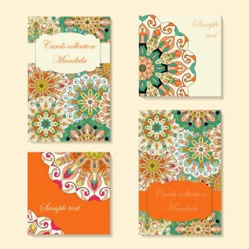Greeting card design with mandala pattern. Stock Illustration