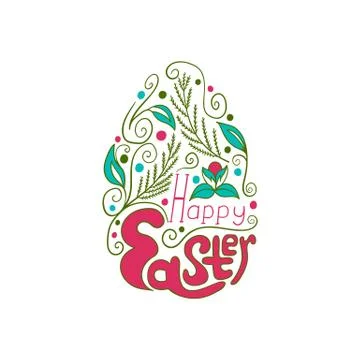 Greeting card with doodle easter egg (color) Stock Illustration
