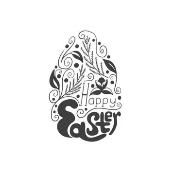 Greeting card with doodle easter egg Stock Illustration